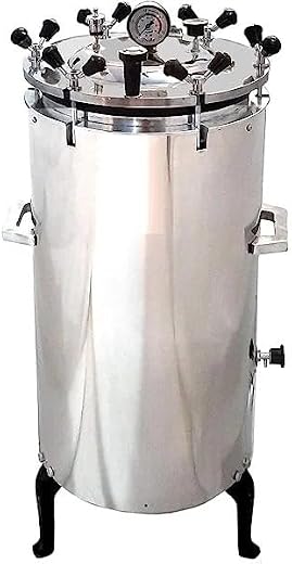 Florix Nation stainless steel Mirror Finish Electric Vertical Autoclave, 12” x 22” – Six Wing Nut, Stainless Steel Body, 1...