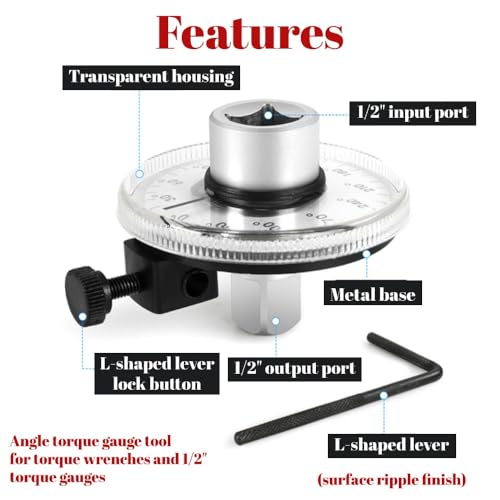 Antriebsdrehmoment-Winkelmessgerät, KIMISS Torsionswinkelmesser, Edelstahlschlüssel, Winkelmessgerät, Professionelles Messwerkzeug für Automobile