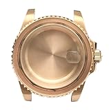 Caja de reloj de acero inoxidable de 40 mm en oro rosa. Accesorios for reloj. Caja mecánica ensamblada for hombre con bisel for movimiento NH35A/NH36.