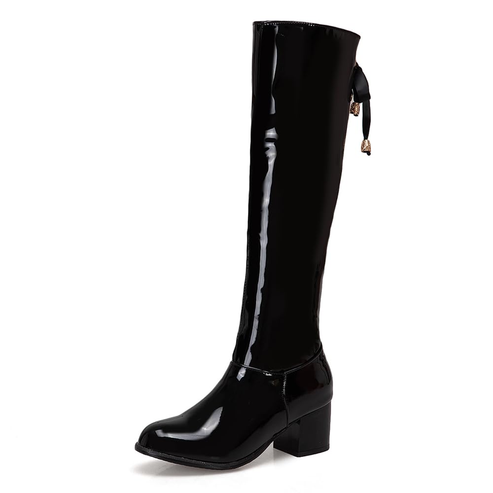 LYYSKY Womens Patent Leather Knee High Boots Size corresponds to the length of the sole of the foot