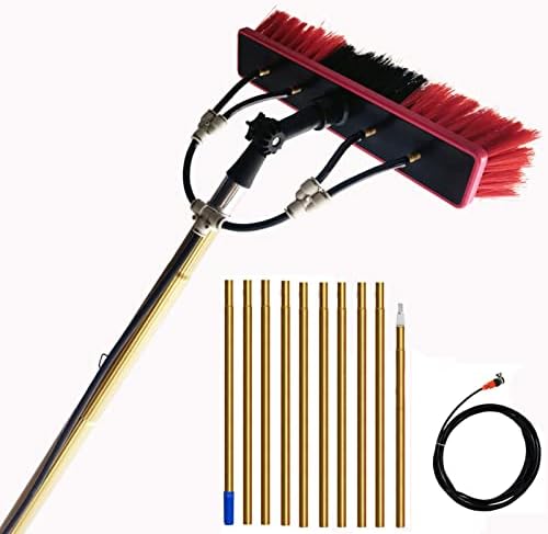 Telescopic Water Fed Brush Kit for Solar Panels & Windows - 12FT to 30FT Extendable Cleaning Pole with Rotating Squeegee for Efficient Glass & Solar Panel Cleaning