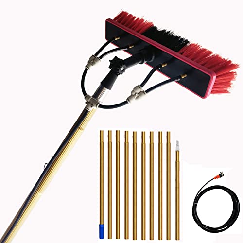 Perche alimentée en eau pour panneaux solaires avec brosse à raccordement hydraulique direct