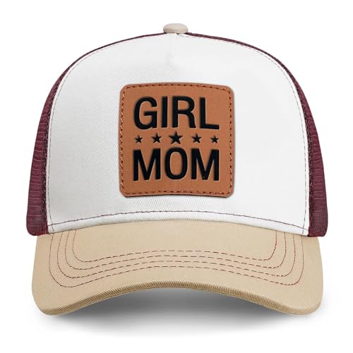Image of Mother Mama Mom Hat for Women Leather Patch Baseball Mom Trucker Cap Gifts for Mothers Day Birthday
