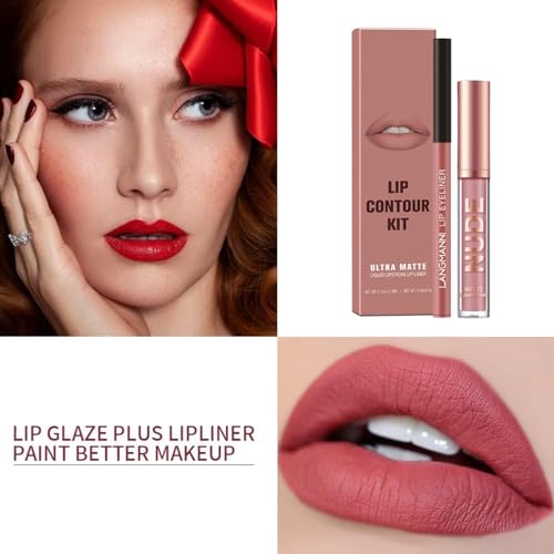 Ninnyi 3PCS Lip Liner and Lipstick Set, Long Lasting Waterproof Lip Stain with Lip Brush - Image 8