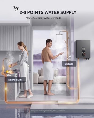 Image of APUS 18kW Tankless Water Heater Electric, 240V Instant On Demand Hot Water Heater, Up to 4.4 GPM with LED Display, Space-Saving and Energy-Saving Whole House Water Heater Design