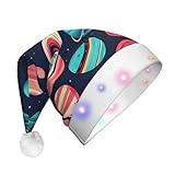 Bkdogkt Sombrero de Navidad con luces para hombre y mujer, diseño de planetas espaciales