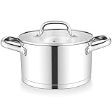 NON TOXIC & LONG-LASTING – The 4QT stock pot with lid is made of food grade stainless steel and healthy glass, No toxic or harmful substance leaching into your food, Completely healthy and safe for daily cooking uses, Better rust protection and sturd...