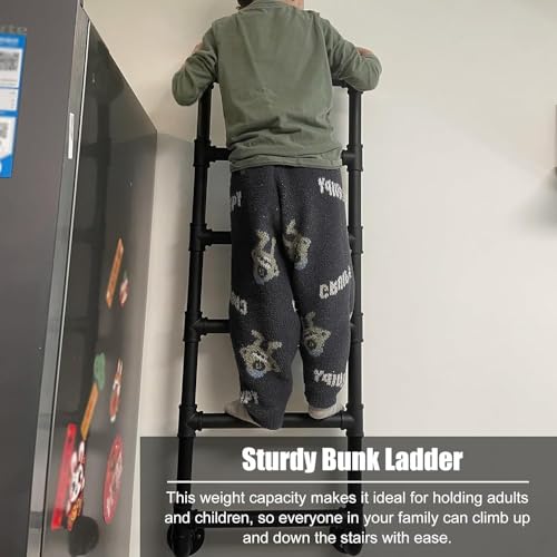 Escalera de pared metálica resistente para litera con baldas de diseño 6