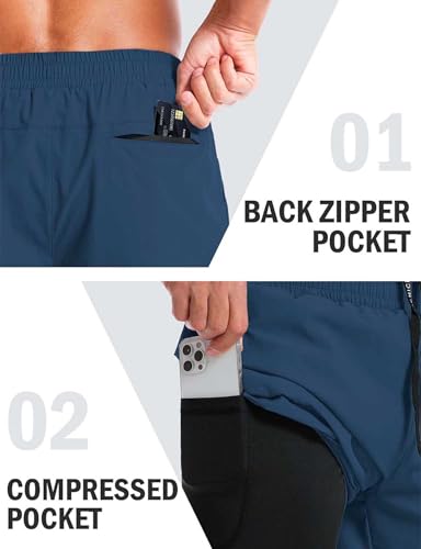 Image of CBlue Men's Outdoor Quick Dry Lightweight Sports Shorts with 2 Zipper Pockets, Breathable Hiking Running Gym Workout Athletic Shorts | CBblue Men's Quick Dry Sports Shorts with Zipper Pocket
