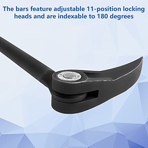 Aremnry 3Pc Indexing Pry Bar Set - 15-Position Adjustable Angle Pry Bars - High Strength Chrome Vanadium Steel - 8In, 12In, 16In Indexable Pry Bars #TOP5