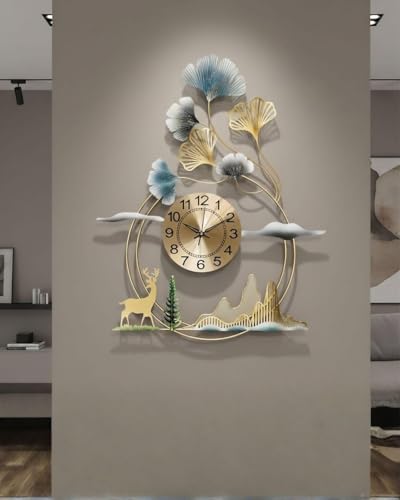 Image of Metal Wall Clock for Living Room Stylish Antique Big Wall Decor Clock Metal Unique Wall Clock for Bedroom (Design 4)