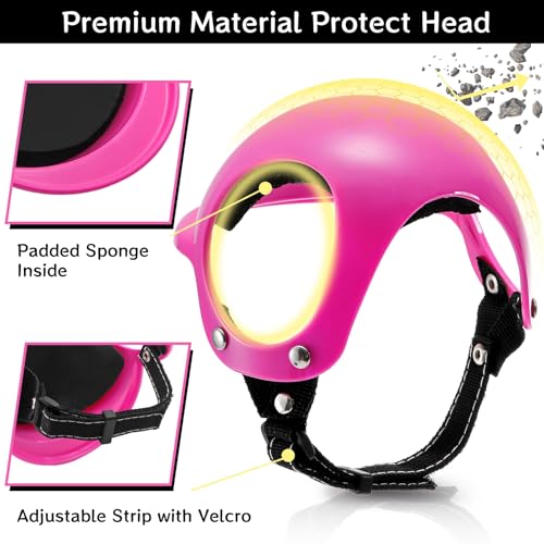 Goaste Capacete para cães pequenos, capacete de motocicleta para animais de estimação com orifícios