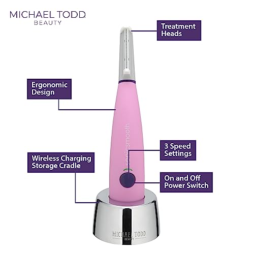 Michael-Todd-Beauty-Sonicsmooth-Dermaplaning-Tool-Gentle-Precise-Face-Razor-2-in-1-Womens-Facial-Exfoliator-Peach-Fuzz-Hair-Remover-3-Customizable-Speeds-7-Weeks-of-Safety-Edges