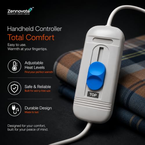 Image of Superior ISO Certified & ZED Certified Electric Under Blanket | Bed Warmer with Multiple Heat Controls (Body, Foot, High, Low) | Shock Proof | Single Bed Size (150cmx80cm) |10 Year Warranty
