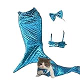 Meerjungfrauenkostüm für Katzen, Cosplay-Kostüm mit Schleife, Stirnband und Neckholder-Top,...