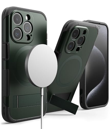 Protection iPhone 15 Pro antichoc étui rigide Ringke MagSafe vert