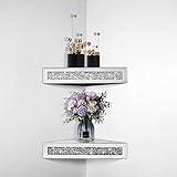 Pibeyer Crystal Crush Diamond Silver Floating Conner Shelf Set of 2, Decorative Mirrored Wall Shelve