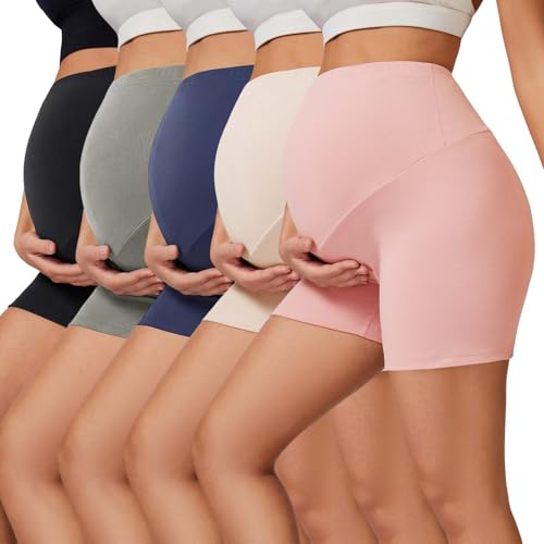 ATTIQOZI Maternity Biker Shorts 5-Pack