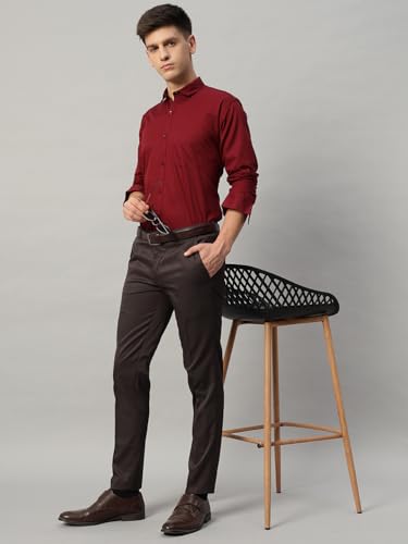 Image of Vogaan Formal Pant with Expandable Waist for Men | Men's Cotton Regular Fit Flat Front Pant for Party and Casual Wear