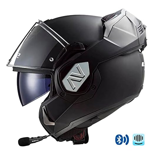 LS2 ADVANT FF906 Bluetooth Sena Intercom Integrado - Casco de Moto Modular P/J + Pinlock Negro Mate - Homologado ECE 22.06 (L)