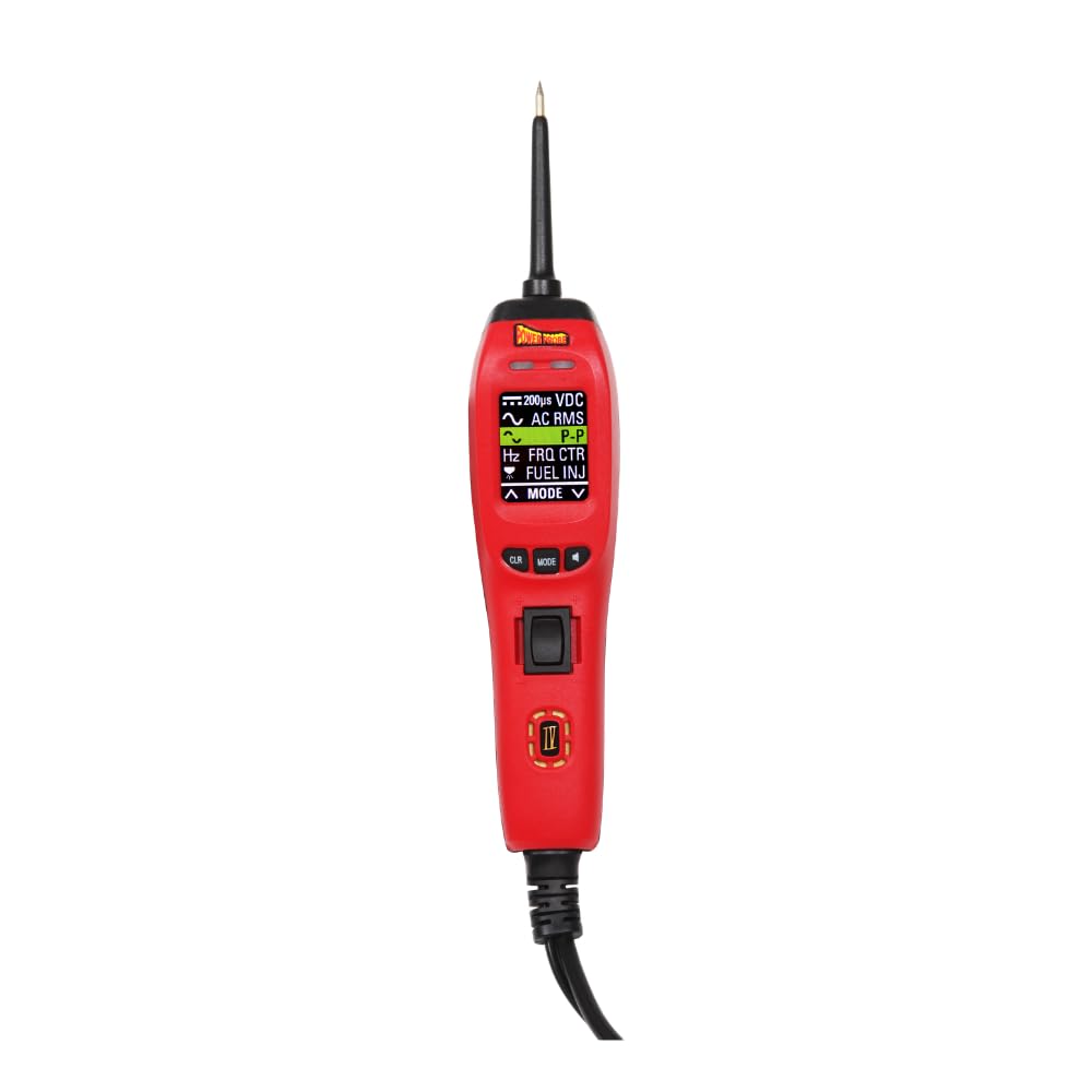 Power Probe 4 PP401AS Stromkreistester mit Farb-LCD-Multimeter | Strom und Masse an der Spitze, 8 Modi, Farb-LCD, Einspritzdüsen- und Treibertest, 7m Kabel, 8A Auto-Reset, 12-24V