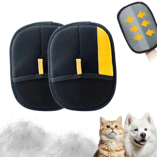 Fyozyon Hair Removal Glove Electrostatic Pet Hair Removal Gloves Hair Remover Glove for Pet Reusable Dog Cat Hairs Remover Mitt for Bed Sheets Couch Clothes Carpet Car Seat (2Pcs)