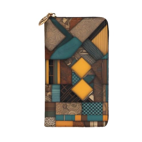African Style Patchwork Prints Leather Long Clutch Wallet for Fashionable Girls and Women - Durable, Stylish, and Functional, Black, One Size2