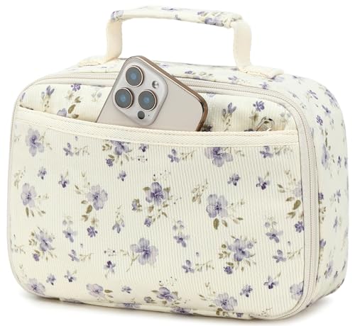 Lunch Box for Kids Boys Insulated Lunch Bags Toddler Lunch Tote Bag Thermo Picnic Cooler Bag for School Children (Purple floral 201)