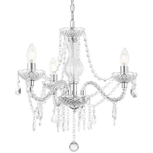 Luvkczc Chandeliers for Dining Room, 3-Light Acrylic Ceiling Light Adjustable Chain&E12 Base Pendant Light for Bedroom, Dining Room, Living Room