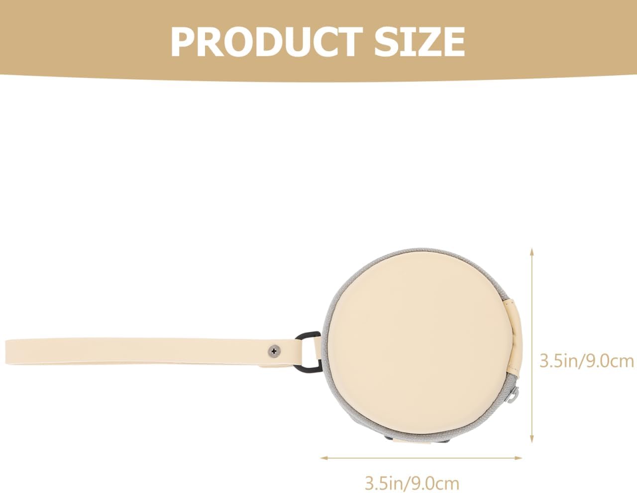 Leather Round Folding Sunglasses Case Zipper Eyeglass Pouch Travel Glasses Bag Lightweight Protective Carrying Pouch for Women Men 3.74X3.74X1.57In