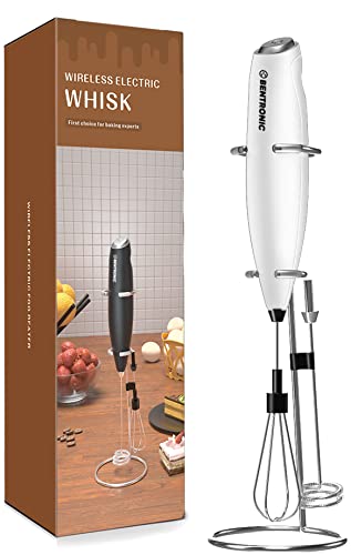 Comparison: Best Milk Beater 8 Double whisk Milk Frother Handheld electric mixer, Egg Beater, Foam Maker for Coffee, Latte, and Cappuccino, matcha whisk Drink Mixer, kitchen gadgets with stand, BENTRONIC (white)