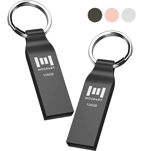 Clé USB 128 Go exFAT Mosdart lot de 2 étanches en métal gris pour données
