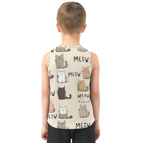 Boys' Tank Top Shirt Cute Little Cat Pattern Sleeveless T-Shirts3