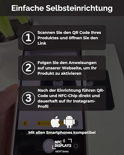 Karte/Schild für Instagram mit QR-Code und NFC (12x12cm selbstklebend) - schwarz