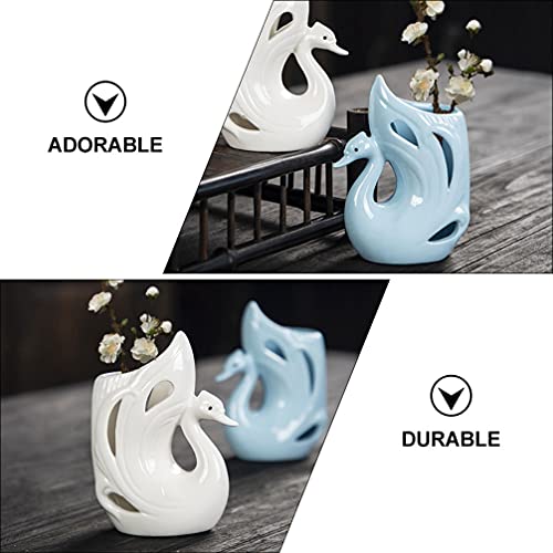 Doitool Home Decoration 2Pcs Swan Flower Vase Ceramic Flower Vase Decorative Vases Table Floral Vase Plant Pot Container Table Centerpieces For Living Room Indoor Home Office Table Decor Home Decor #TOP4