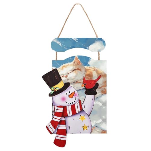 Image en bois à suspendre chat sur nuage pour un Noël plein de douceur
