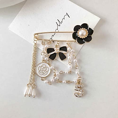 Image of Vintage Imitating Pearl Brooch Number 5 Brooches Pins for Women Fashion Banquet Jewelry