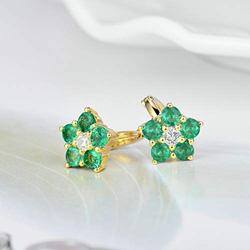 Daesar 18Ct Yellow Gold Earrings For Women, Flower 0.94Ct Vintage Emerald Earrings Hoop Earrings Yellow Gold #TOP3