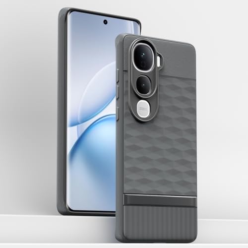 Image of Pikkme Back Cover for Vivo Y400 Pro 5G Soft Grip 3D Hexa Cube Texture Silicone Bumper Case (Grey)