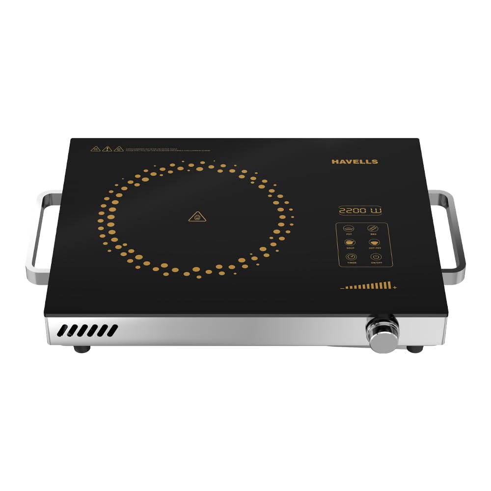 Havells 2200 Watt Infrared Induction Cooktop Glo TV22-6KV Surge Protection, Sensor Touch,Universal Utansil Compatibility, SS304 Food grade grill-image-28