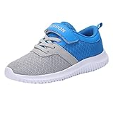 Dorical Kinder Mädchen Sportschuhe Schuhe Mesh Atmungsaktiv Laufschuhe Outdoor Sport Sneaker Turnschuhe Klettverschluss Wanderschuhe Bequem Hallenschuhe für Jungen 28-39(Blau,33 EU)