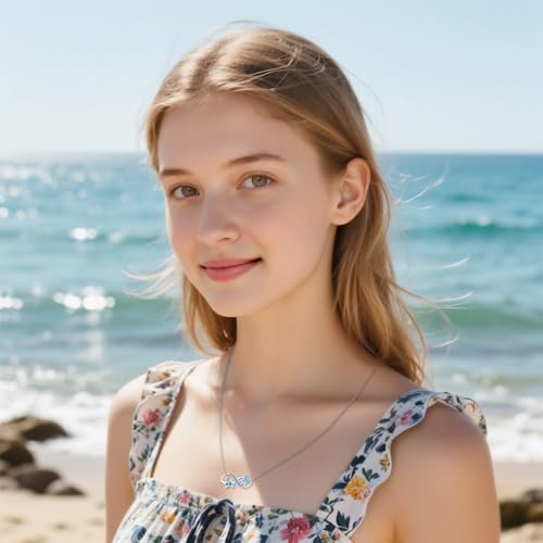 Turtle Necklace for Women Mom Sterling Silver Infinity Sea Turtle Pendant Necklaces Opal Tortoise Ocean Wave Jewelry Mothers Day Gifts4