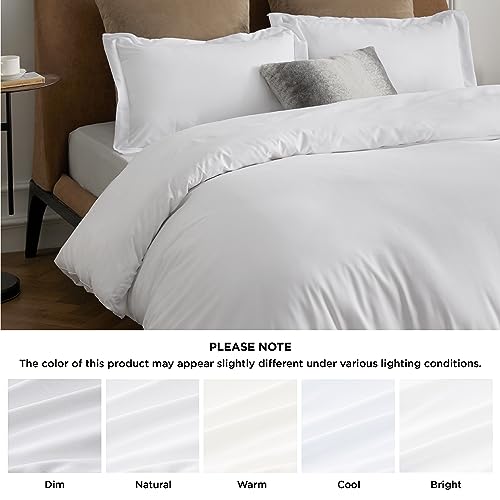 Image of Bedsure Duvet Cover King Size - Soft Double Brushed Bedding Set for Kids & Adults, Zipper Closure, 3 Pieces, Includes 1 Duvet Cover (104 inchx90 inch) & 2 Pillow Shams, NO Comforter, Bright White