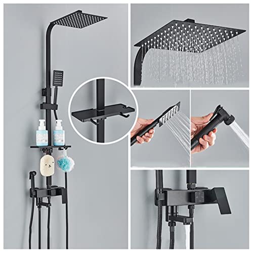 Mitigeur mural noir avec étagère pour optimiser l'espace de douche - 3