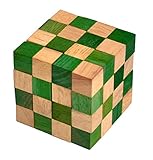 Cobra Cube Schlangenwürfel, der Anaconda Cube extra schwer mit 64 kleinen Würfeln aus Samanea Holz. Das Knobelspiel in 3D mit den kleinen Würfeln welche wieder einen Würfel 4x4x4 bilden sollen, IQ Test tolles und sehr schweres Puzzle-Spiel