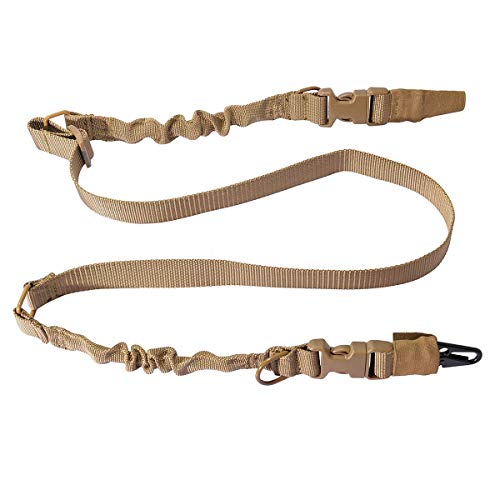 Woltis Two Point Gun Sling Adjustable Bungee Rifle Sling Strap Military Tactical Qd Quick Detach Sling With Hook For Outdoor Hunting Shooting Tan #TOP3