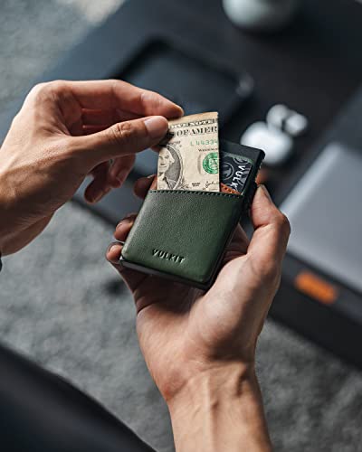 VULKIT Metal Pop up Wallet for Men Women Slim Credit Card Holder with Extra Leather Slots RFID Blocking Minimalist Wallets(Green)4