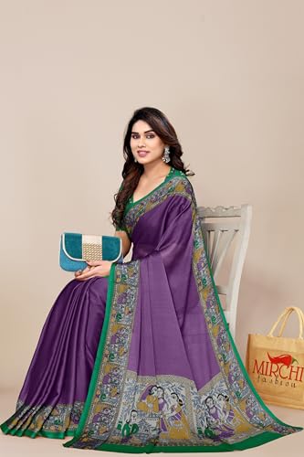 Image of MIRCHI FASHION Saree for Woman Chiffon Madhubani Print | Breathable Comfortable Printed Saree for Office and Regular Use (Available in 15 Designs)