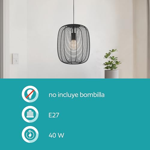 Lámpara colgante industrial de metal negro Eglo Rinroe casquillo E27 monofoco 5