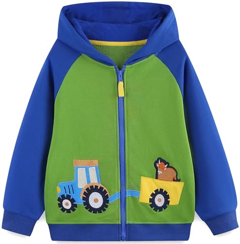 TEDD Boys Hoodies Zip for Kids Jumper Cotton Jacket Top Sweatshirts Long Sleeve T Shirt Casual Toddler Clothes Autumn Winter Tag Size 140 = 7-8 Years Blue - Green
